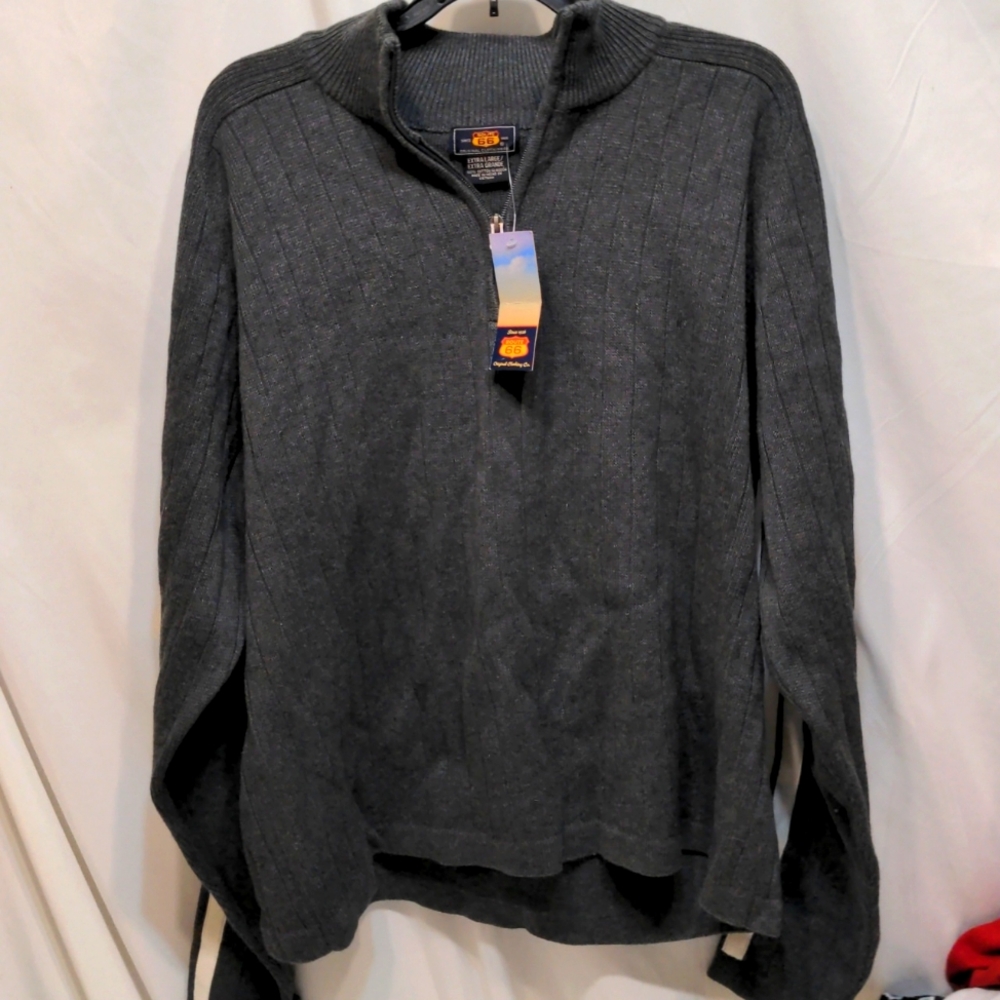 NWT Route 66 dark grey 1/2 zip sweater
